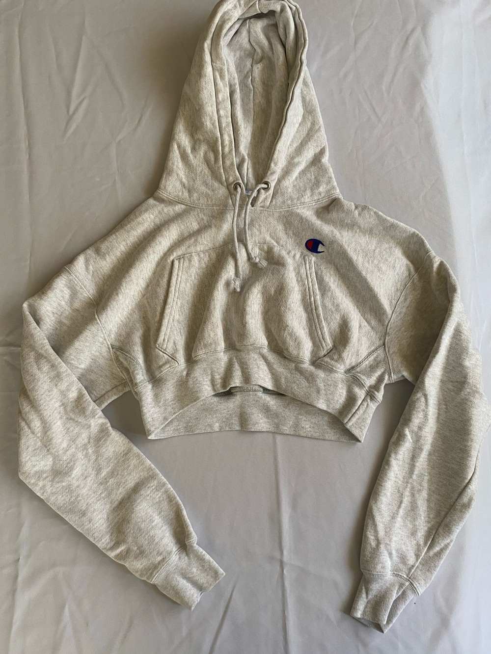 Champion Cropped Hoodie in Light Heather Gray